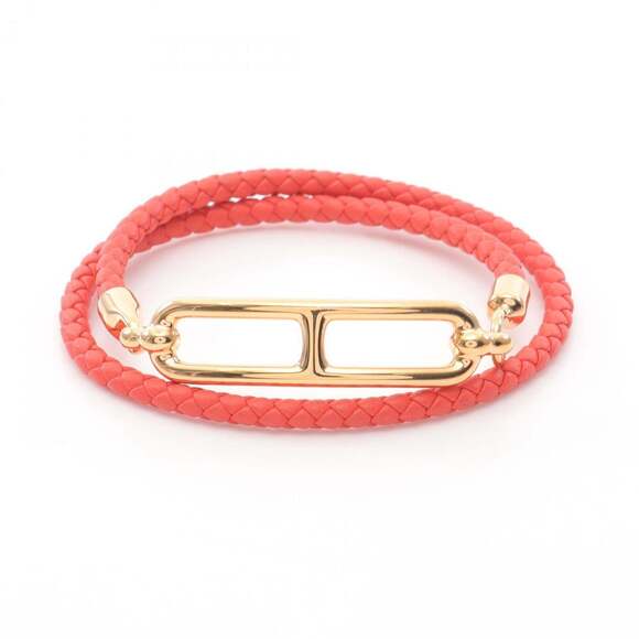Hermes Hermès Le Ris de Bleu Tours Bracelet GP (Gold Plated) Leather Women...